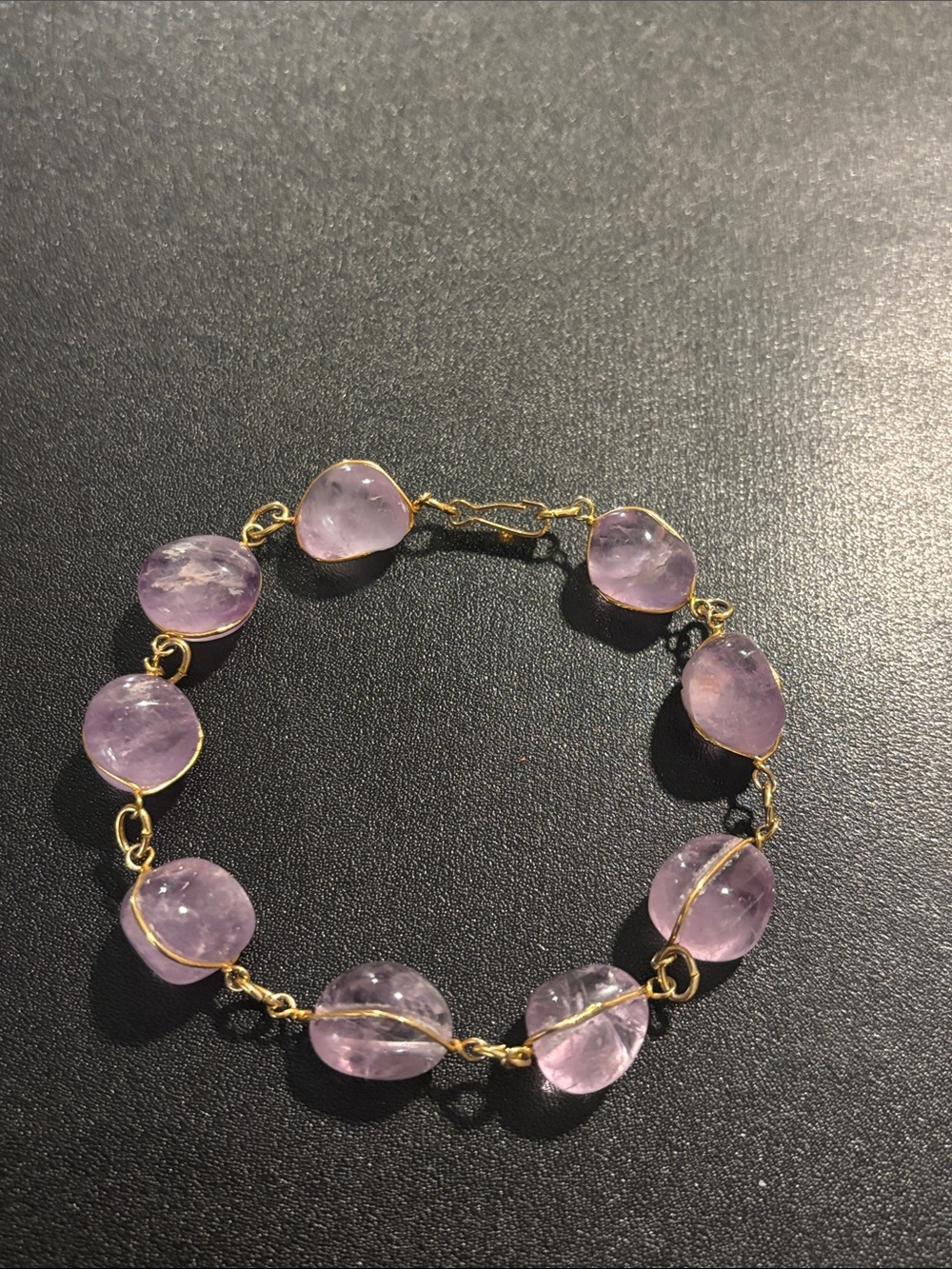 Vintage Amethyst stone gold tone bracelet
